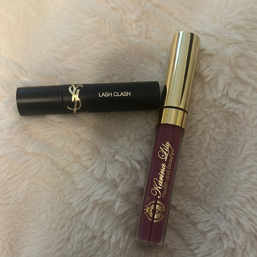 Yves Saint Laurent Lash Clash Mascara in Black and liquid lipstick both new ..